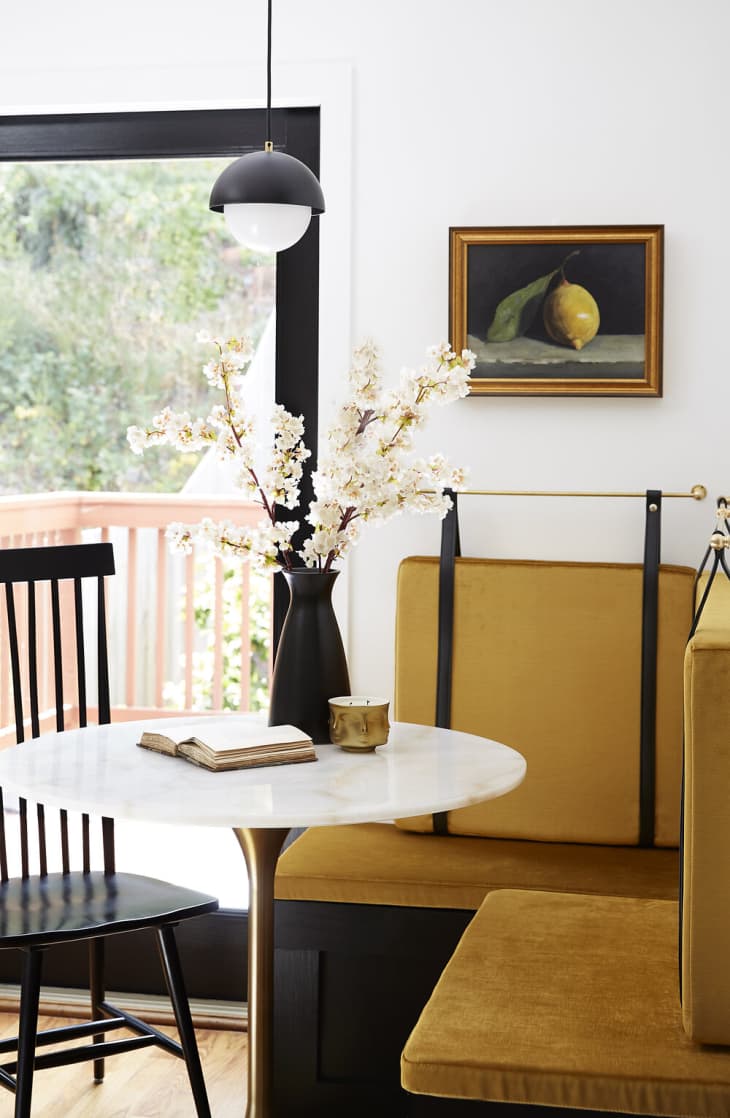 How to Use a Towel Bar to Hack a Built In Banquette in a Kitchen